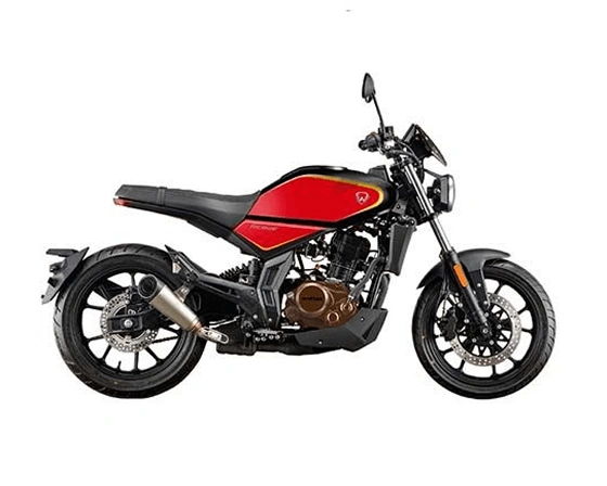 Predstavitvena slika motornega kolesa rdeče barve Rebbe 125 ccm